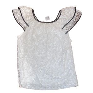 NWT White short sleeve Lace top  by fig & blu